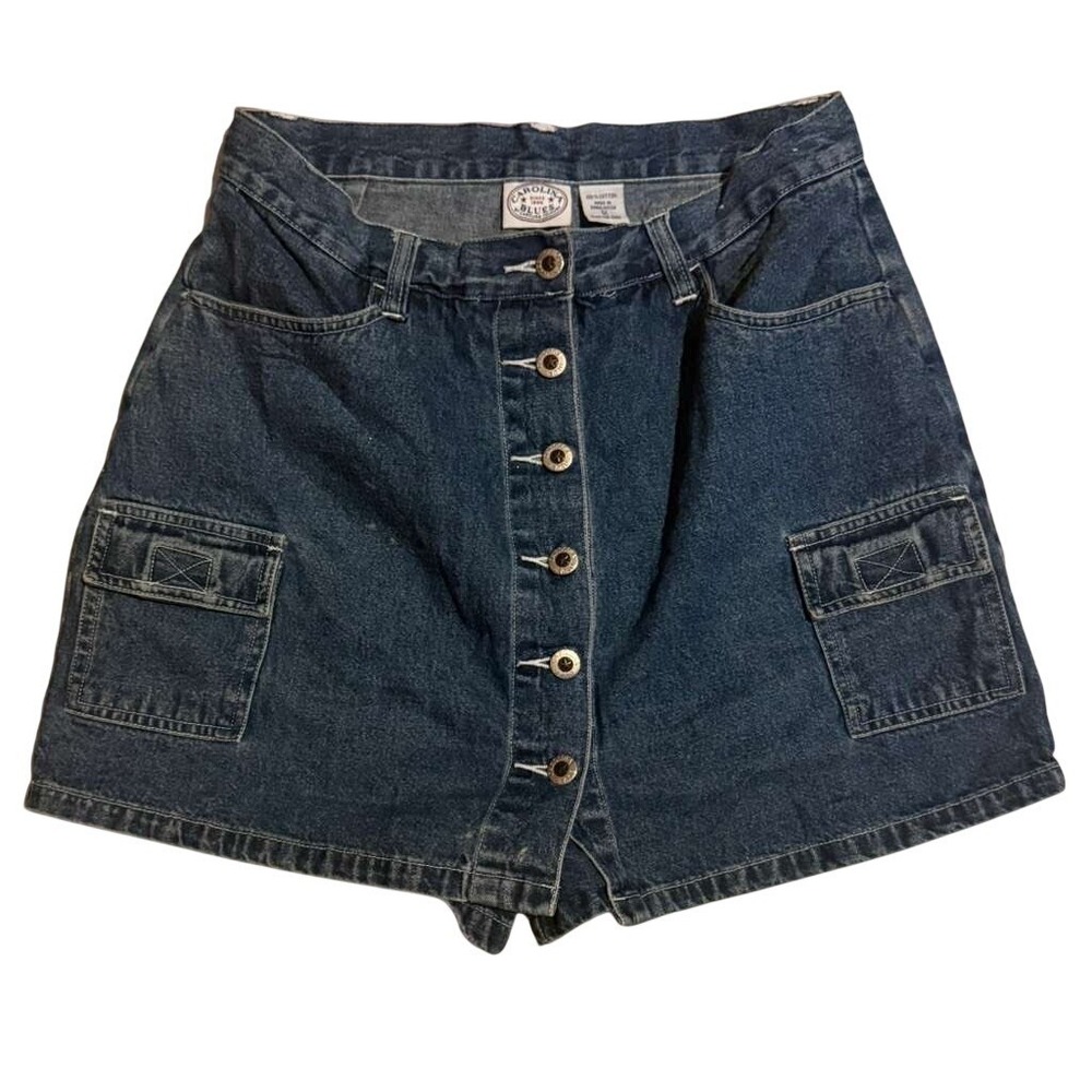 Carolina Blues Vintage High Waisted Button Front Denim Cargo Shorts Blue Size 12